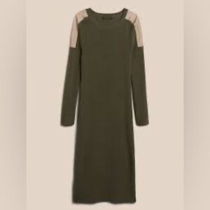 Banana Republic Shoulder-Patch Sweater Dress Olive Green Size M Tall NWT